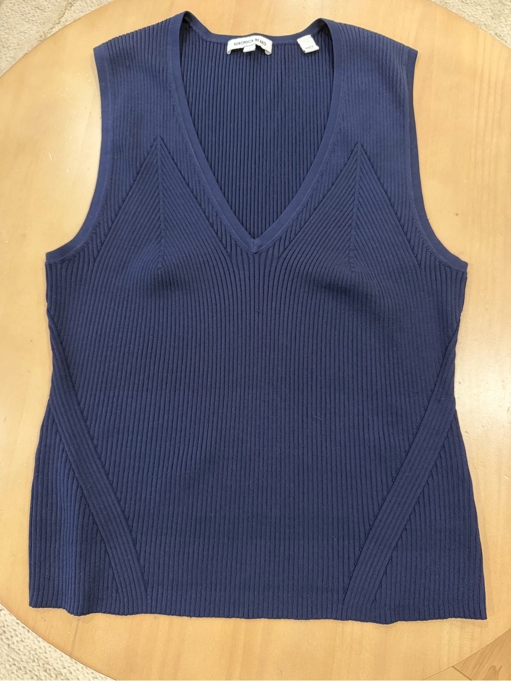 Veronica Beard V-Neck Sleeveless Top - Navy